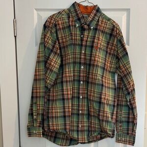 Cinch Green and Orange Plaid Button-Down Shirt